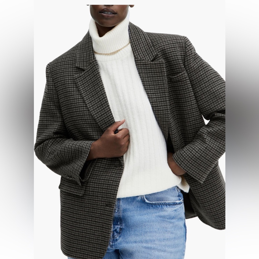 Mango Houndstooth Structured Blazer - New With Tags, Size Small